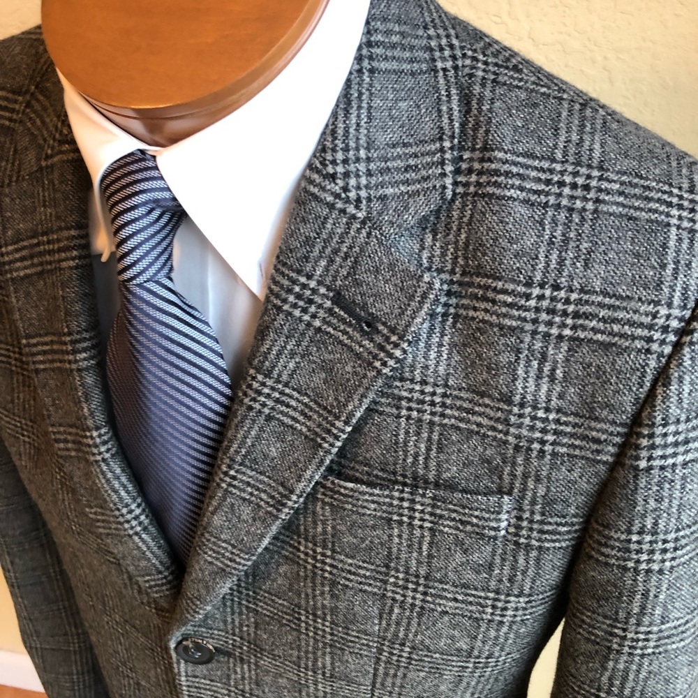 Aubin & Wills Lambswool Gray Plaid Windowpane